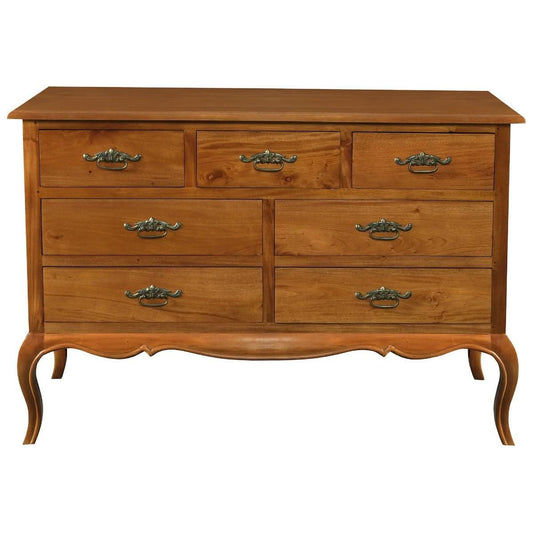 ELODIE 7 DRAWER DRESSER/CHEST OF 7 DRAWERS IN SOLID MAHOGANY - LIGHT PECAN - MyChocolateWood