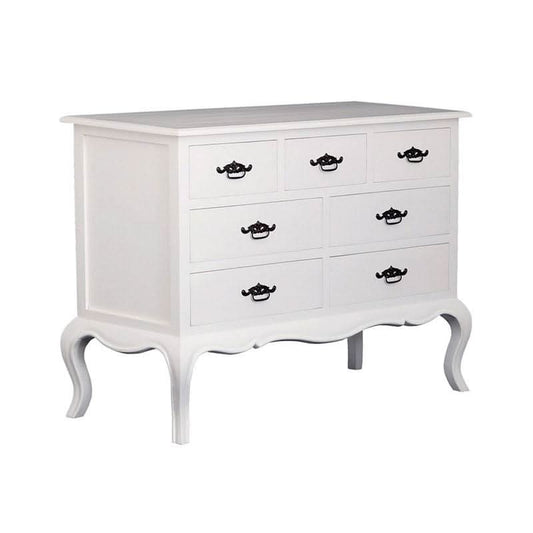 ELODIE 7 DRAWER DRESSER/CHEST OF 7 DRAWERS IN SOLID MAHOGANY WHITE - MyChocolateWood
