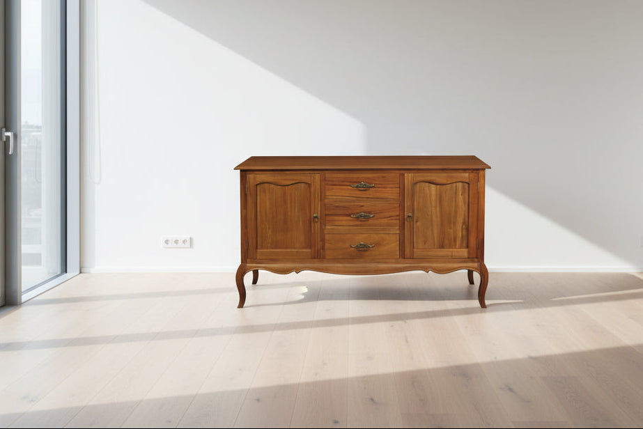 ELODIE BUFFET/SIDEBOARD 2 DOORS 3 DRAWERS IN SOLID MAHOGANY LIGHT PECAN - MyChocolateWood