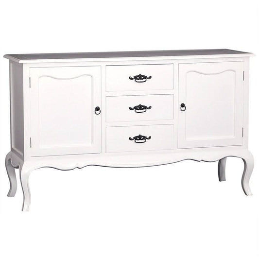 ELODIE BUFFET/SIDEBOARD 2 DOORS 3 DRAWERS IN SOLID MAHOGANY - WHITE - MyChocolateWood
