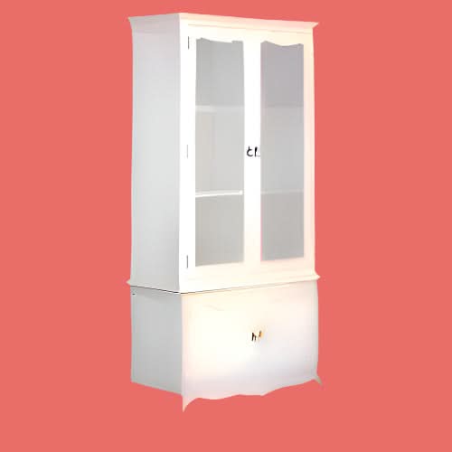 ELODIE FRENCH PROVINCIAL/HAMPTON STYLE SOLID MAHOGANY DISPLAY CABINET IN WHITE - MyChocolateWood