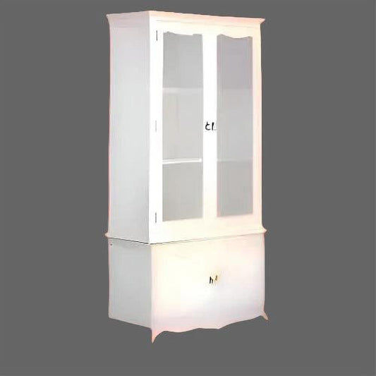 Elodie French Provincial Solid Mahogany Display Cabinet in White - Chocolate Wood