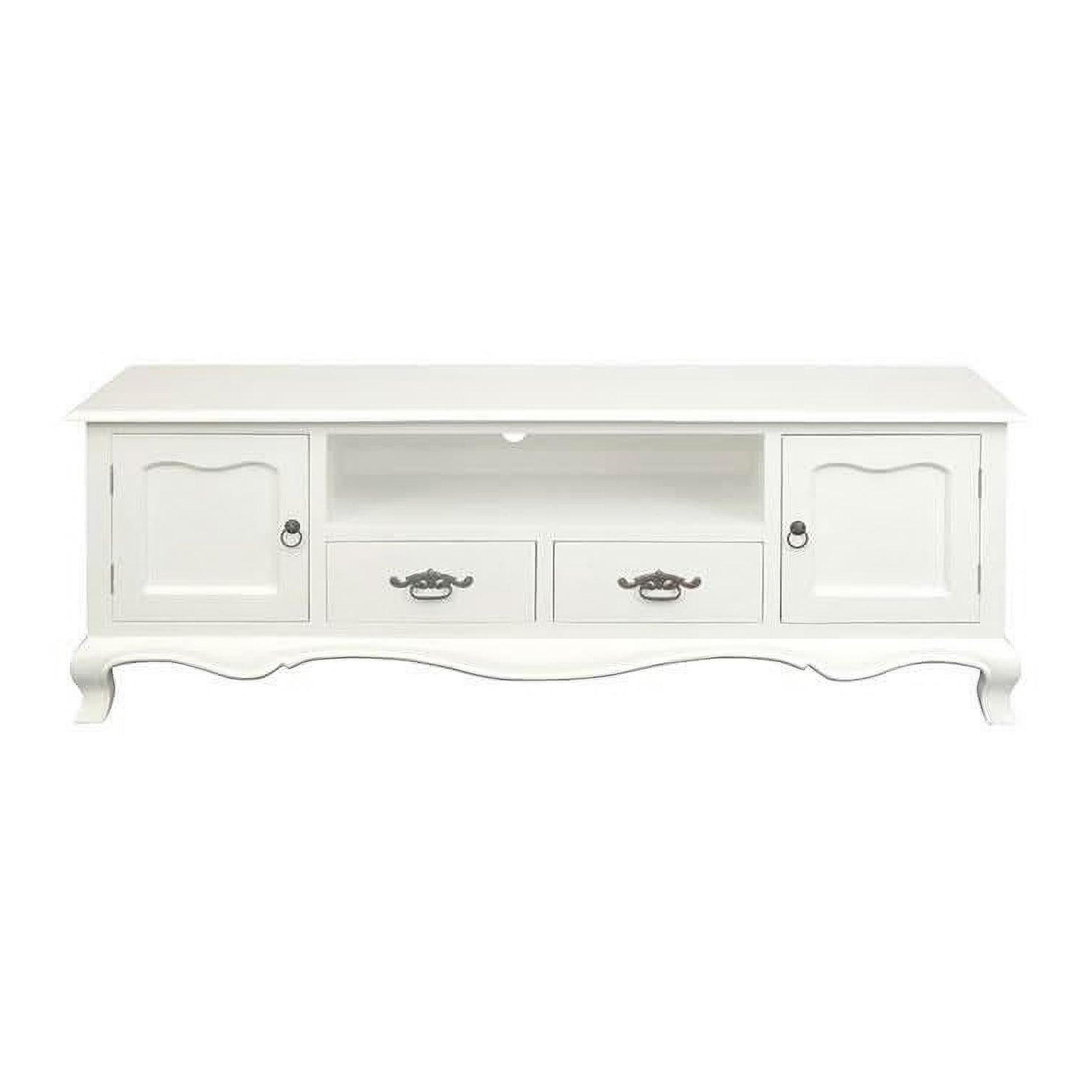 Elodie Solid Mahogany 2-Door 2-Drawer TV / Entertainment Unit 168cm in White - Chocolate Wood