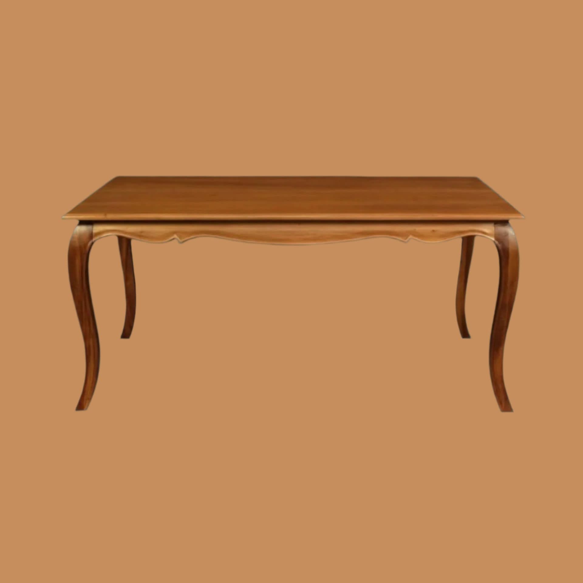 ELODIE SOLID MAHOGANY FRENCH PROVINCIAL DINING TABLE LIGHT PECAN 160CM - MyChocolateWood