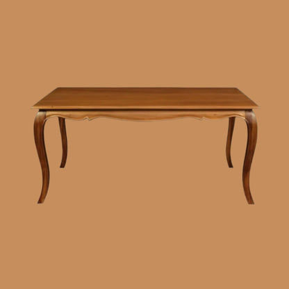 ELODIE SOLID MAHOGANY FRENCH PROVINCIAL DINING TABLE LIGHT PECAN 160CM