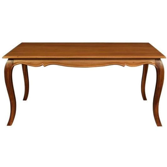 ELODIE SOLID MAHOGANY FRENCH PROVINCIAL DINING TABLE LIGHT PECAN 160CM