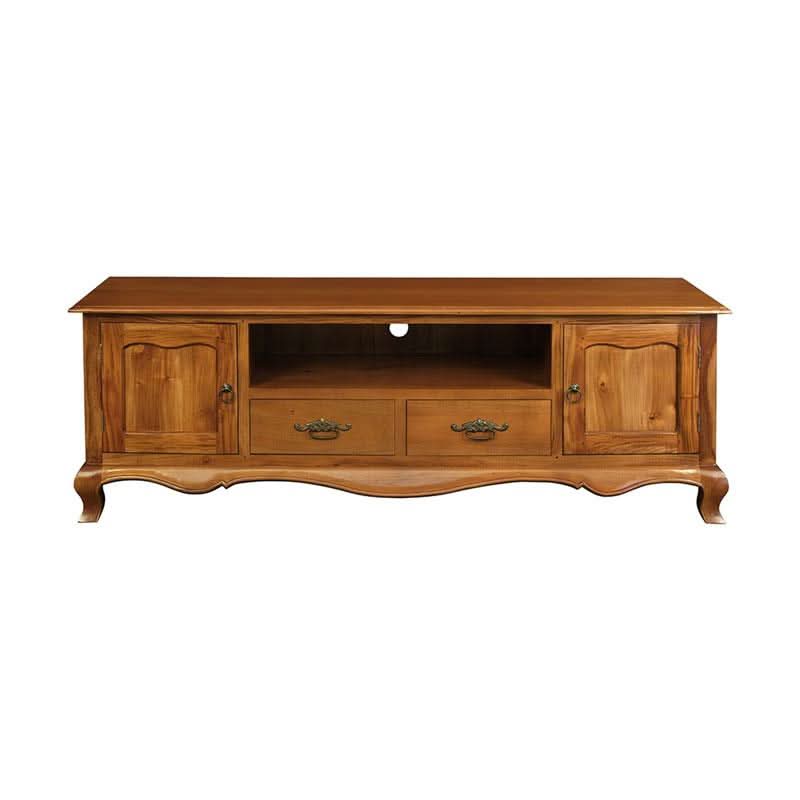 ELODIE SOLID MAHOGANY TV UNIT 2 DOORS 2 DRAWERS LIGHT PECAN 168CM - MyChocolateWood