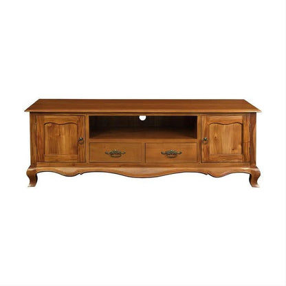 ELODIE SOLID MAHOGANY TV UNIT 2 DOORS 2 DRAWERS LIGHT PECAN 168CM