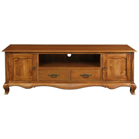 ELODIE SOLID MAHOGANY TV UNIT 2 DOORS 2 DRAWERS LIGHT PECAN 168CM