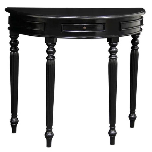 EMERY SOLID MAHOGANY TIMBER HALF MOON CONSOLE TABLE/HALL TABLE BLACK 83CM - MyChocolateWood