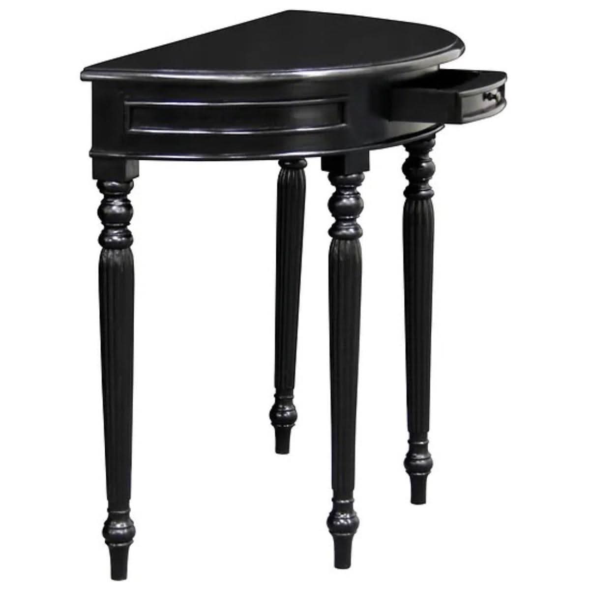EMERY SOLID MAHOGANY TIMBER HALF MOON CONSOLE TABLE/HALL TABLE BLACK 83CM - MyChocolateWood