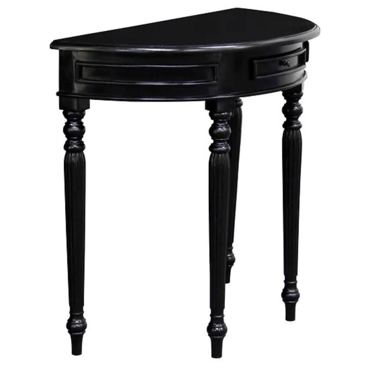EMERY SOLID MAHOGANY TIMBER HALF MOON CONSOLE TABLE/HALL TABLE BLACK 83CM - MyChocolateWood