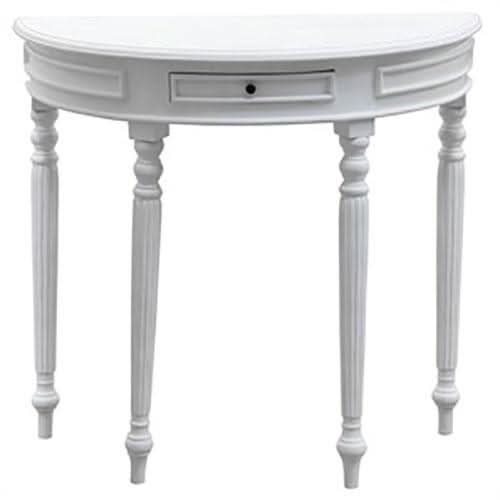 EMERY SOLID MAHOGANY TIMBER HALF MOON CONSOLE TABLE/HALL TABLE WHITE 83CM - MyChocolateWood