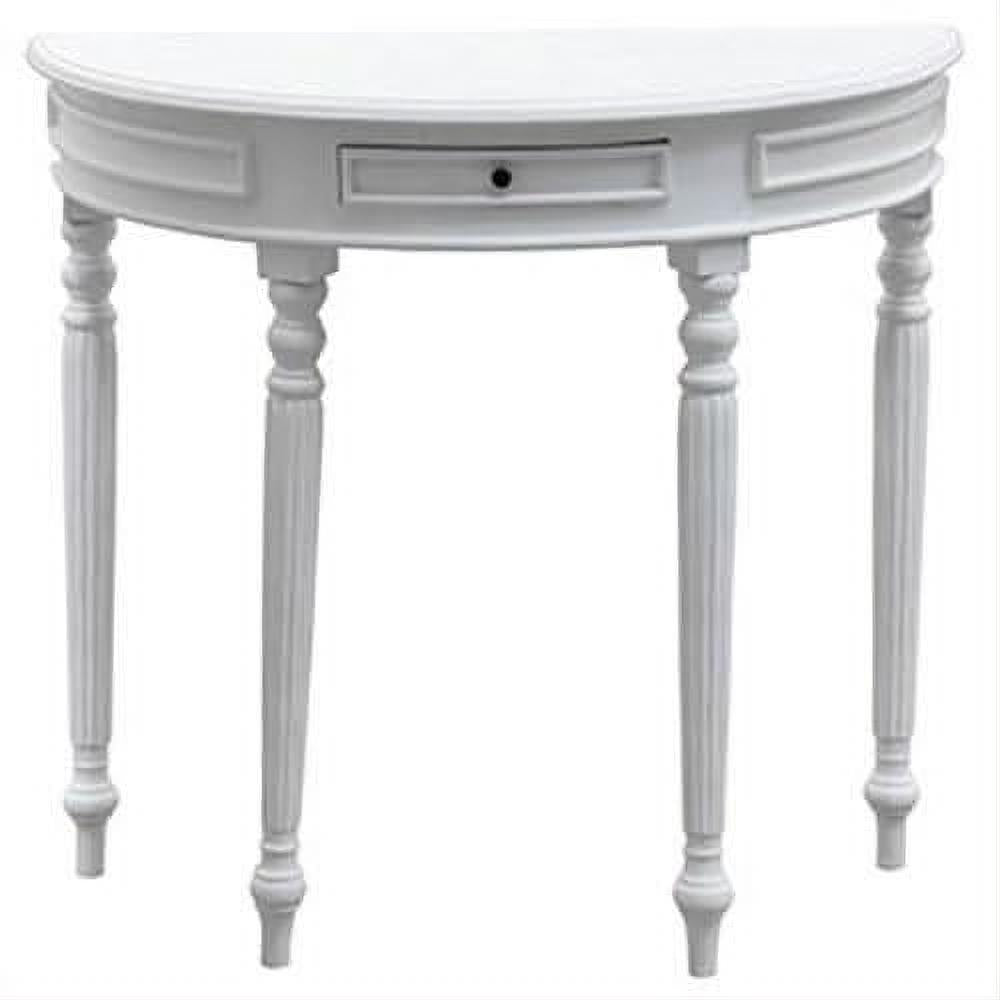 Emery Solid Mahogany Half Moon Console / Hall Table 83cm in White - Chocolate Wood