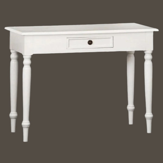EMERY SOLID MAHOGANY TIMBER HALL TABLE/CONSOLE TABLE WHITE 100CM - MyChocolateWood