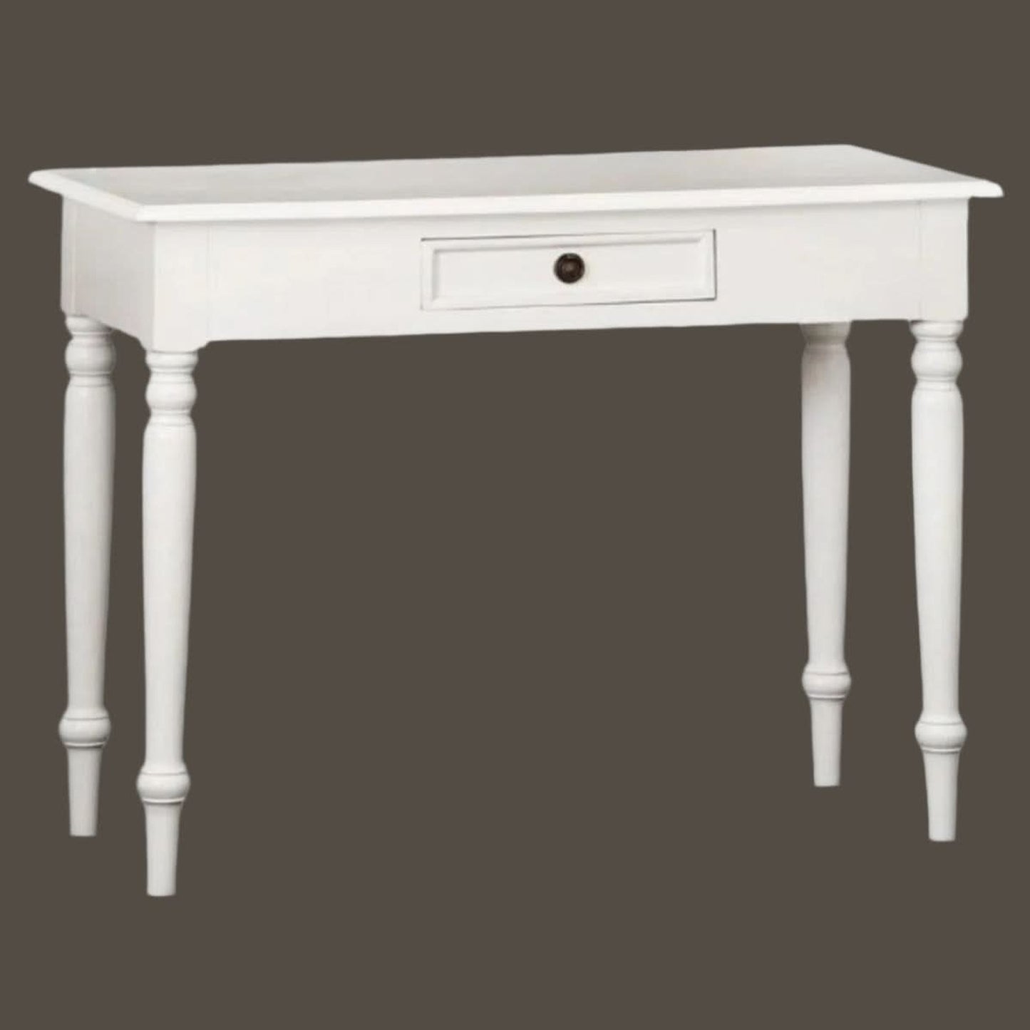 Emery Solid Mahogany Hall Table / Console 100cm in White - Chocolate Wood