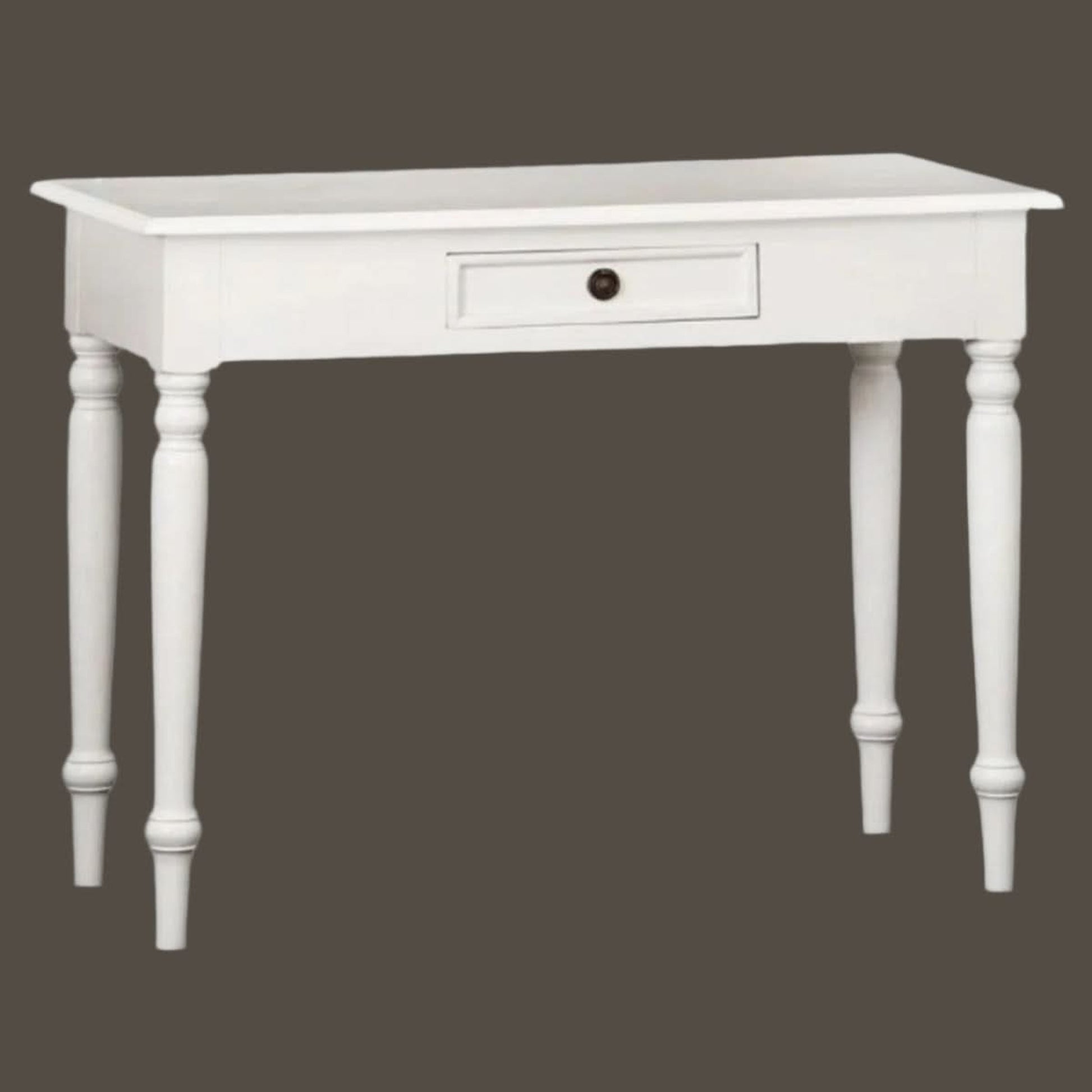 Emery Solid Mahogany Hall Table / Console 100cm in White - Chocolate Wood