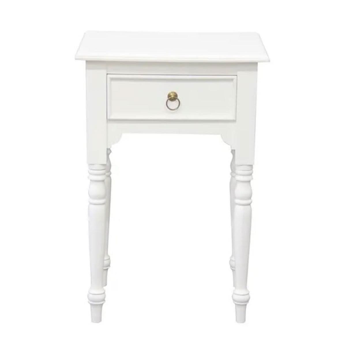 EMERY SOLID MAHOGNAY TIMBER SIDE TABLE - WHITE - MyChocolateWood