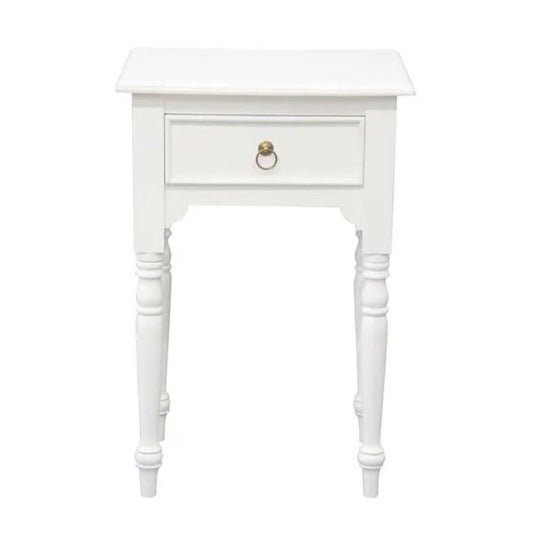 EMERY SOLID MAHOGNAY TIMBER SIDE TABLE - WHITE - MyChocolateWood
