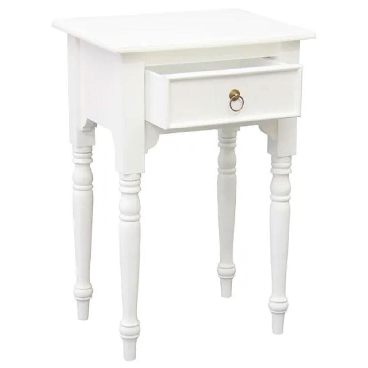 EMERY SOLID MAHOGNAY TIMBER SIDE TABLE - WHITE - MyChocolateWood