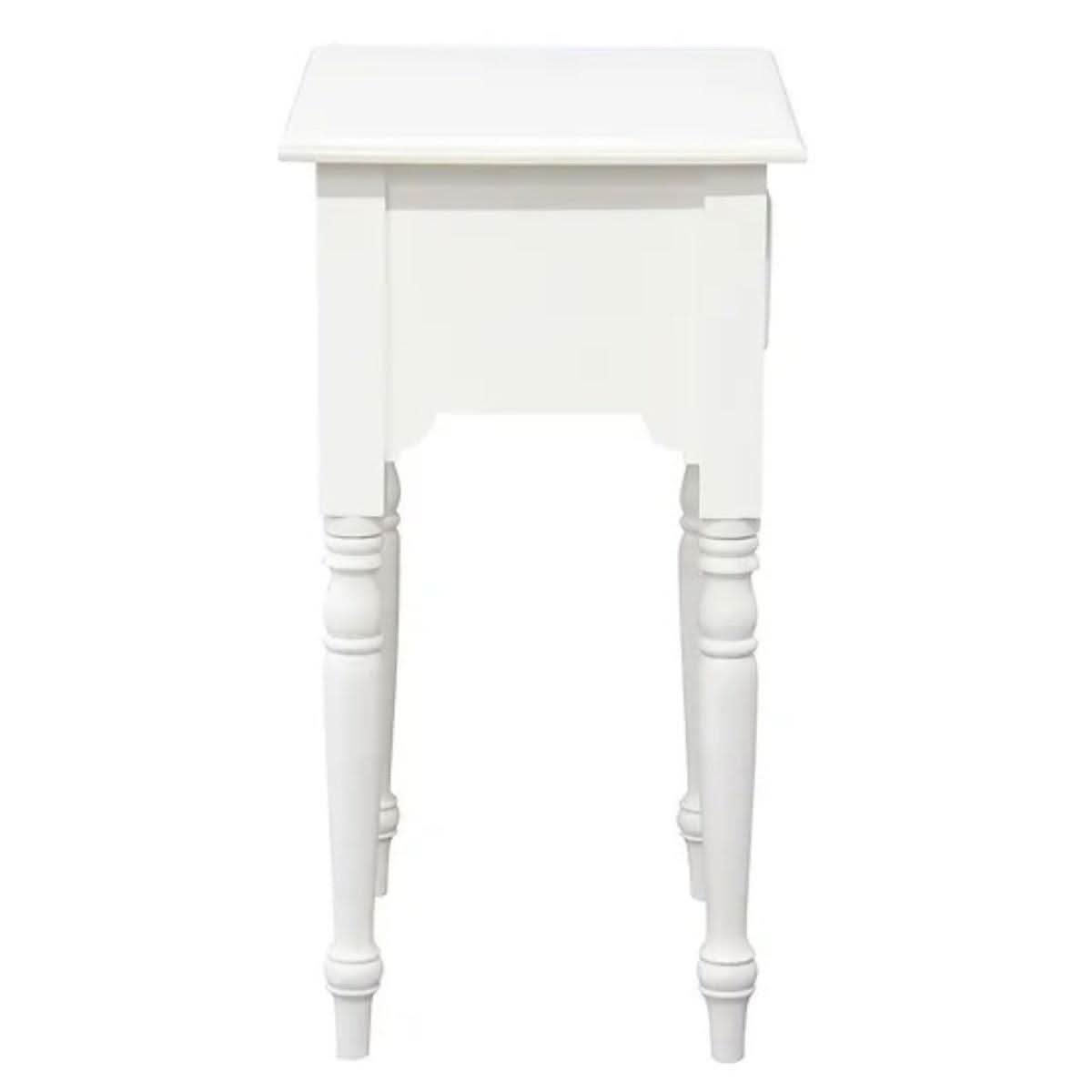 EMERY SOLID MAHOGNAY TIMBER SIDE TABLE - WHITE - MyChocolateWood