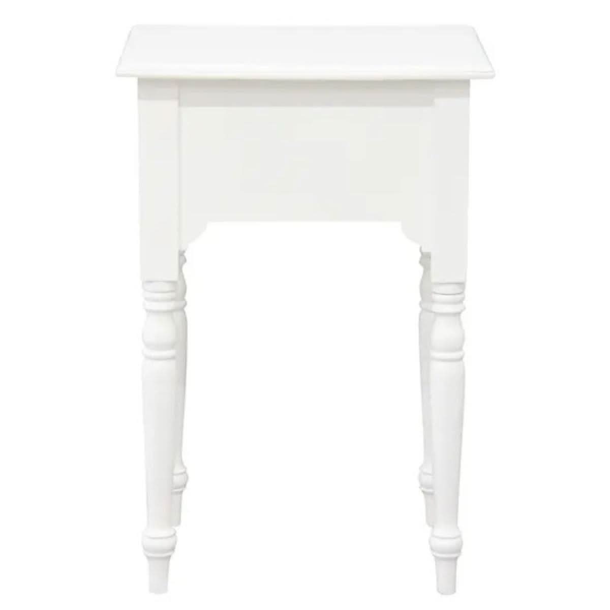 EMERY SOLID MAHOGNAY TIMBER SIDE TABLE - WHITE - MyChocolateWood