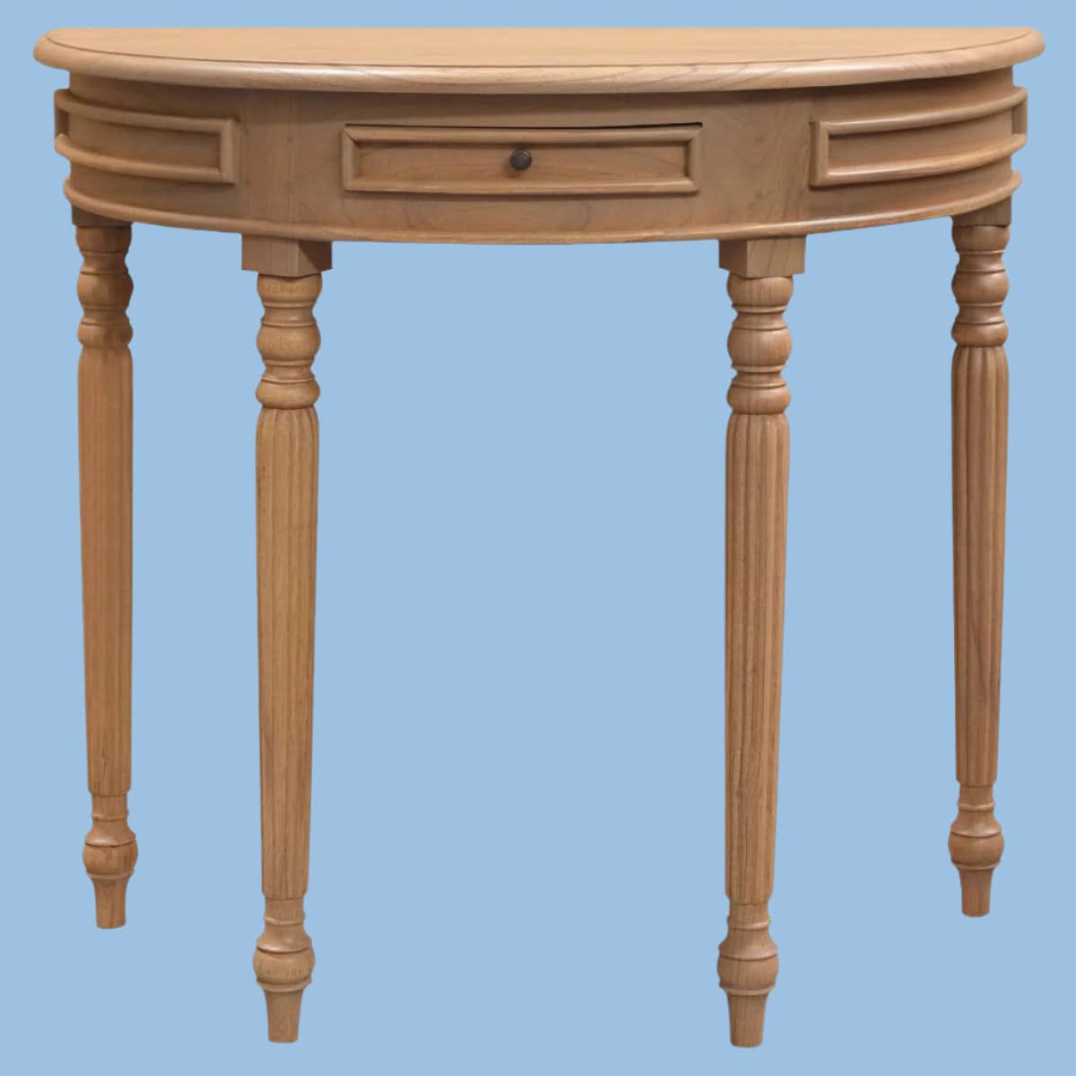 EMERY SOLID WHITE CEDAR HALF MOON CONSOLE TABLE/HALL TABLE 83CM - NATURAL - MyChocolateWood
