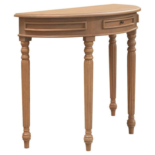 EMERY SOLID WHITE CEDAR HALF MOON CONSOLE TABLE/HALL TABLE 83CM - NATURAL