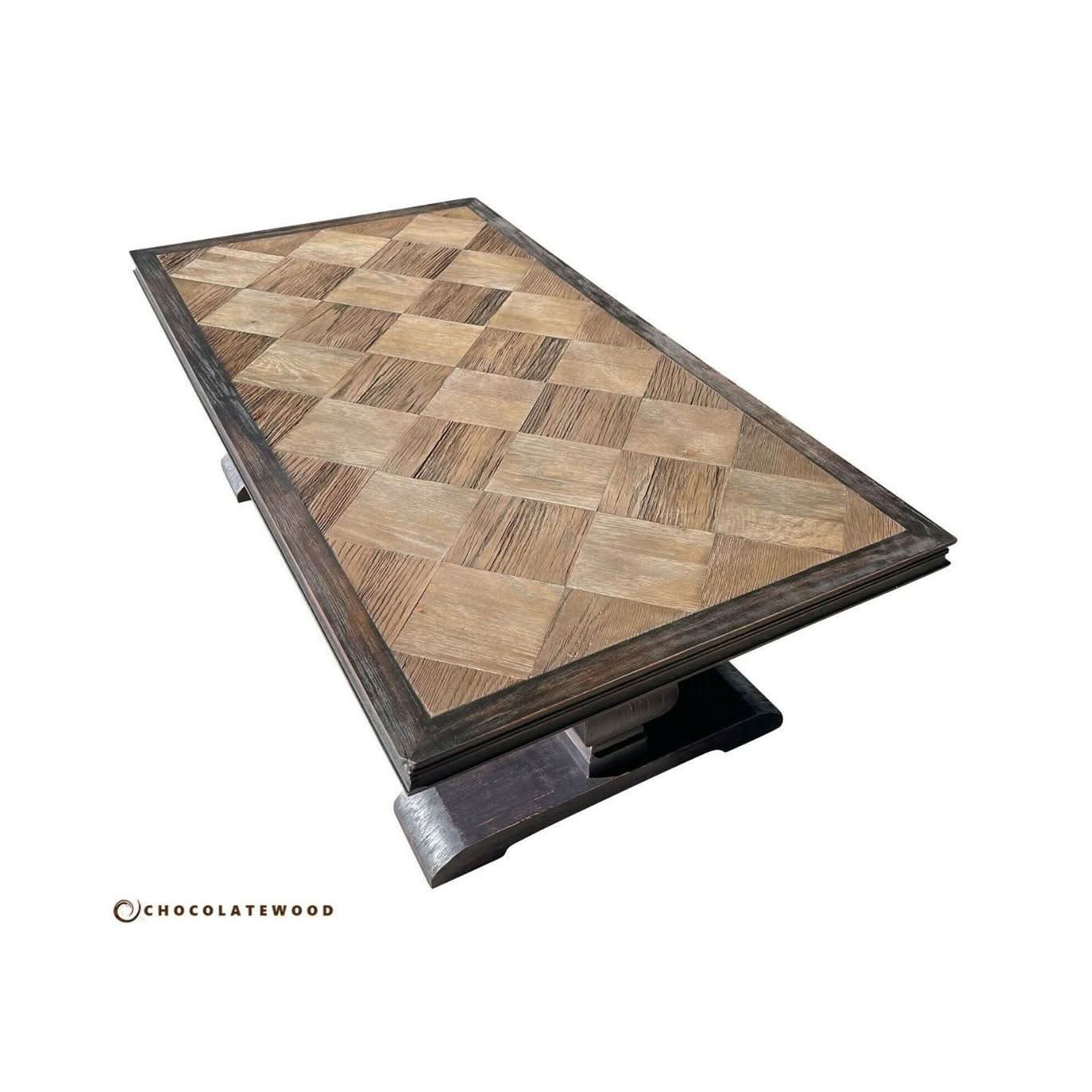 EMPRESS FRENCH PROVINCIAL RECYCLED OAK PEDESTAL COFFEE TABLE BROWN - FLOOR STOCK CLEARANCE - MyChocolateWood