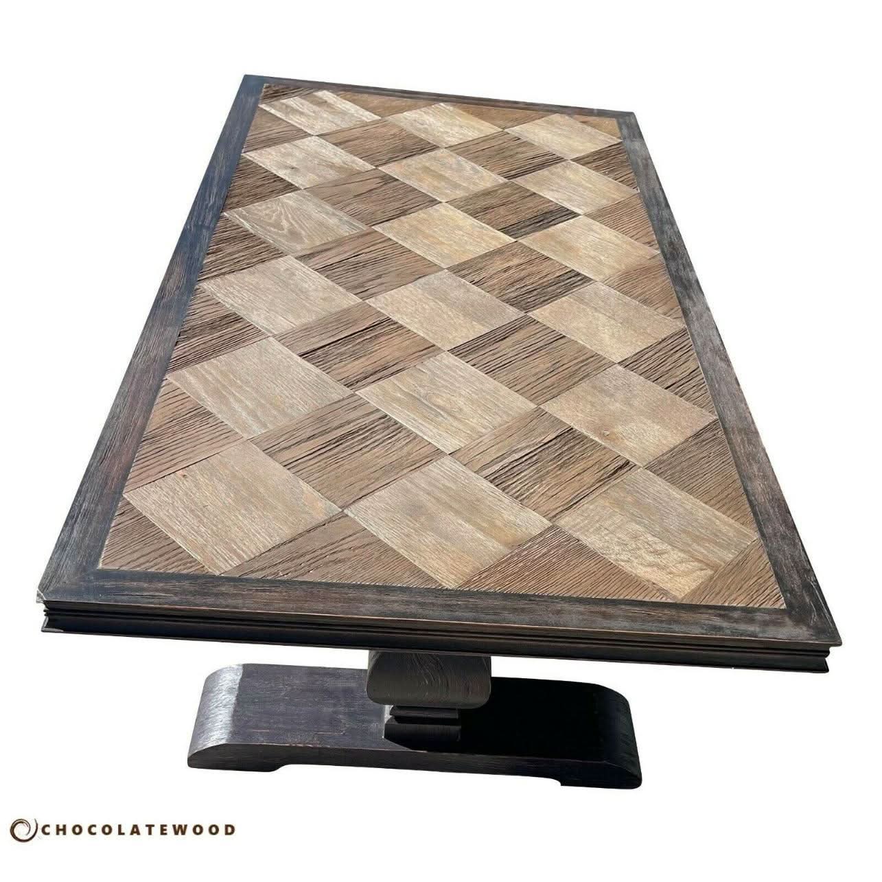 EMPRESS FRENCH PROVINCIAL RECYCLED OAK PEDESTAL COFFEE TABLE BROWN - FLOOR STOCK CLEARANCE - MyChocolateWood