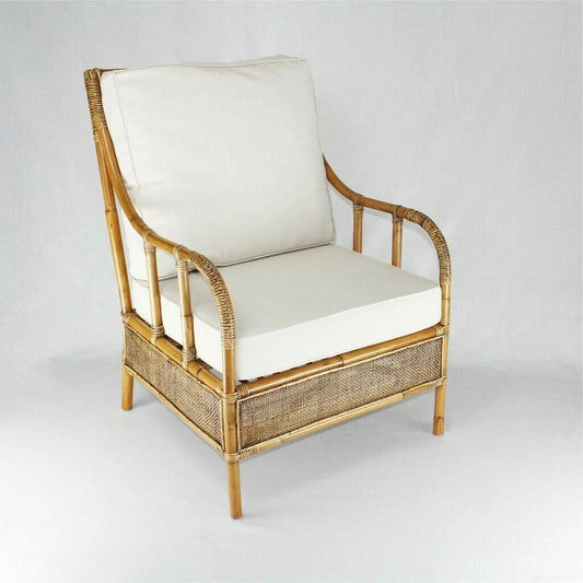 ERICA ANTIQUE BROWN RATTAN LOUNGE CHAIR WITH WEBBING - MyChocolateWood