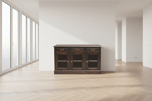 ESMERALDA SOLID MAHOGANY BUFFET/SIDEBOARD 3 SLATTED DOORS & 3 DRAWERS - CHOCOLATE - MyChocolateWood
