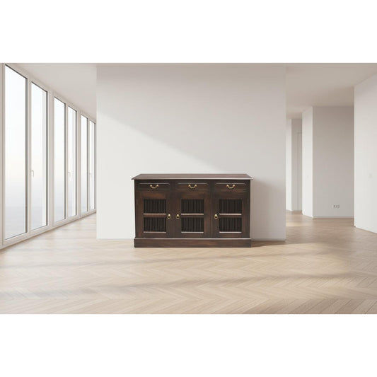 ESMERALDA SOLID MAHOGANY BUFFET/SIDEBOARD 3 SLATTED DOORS & 3 DRAWERS - CHOCOLATE - MyChocolateWood