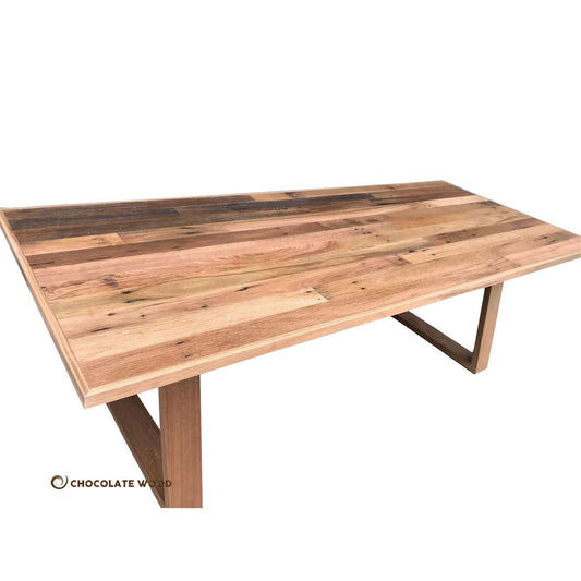 ESSENCE RECYCLED HARDWOOD DINING TABLE IN A RUSTIC FINISH AUSTRALIAN MADE TO ORDER