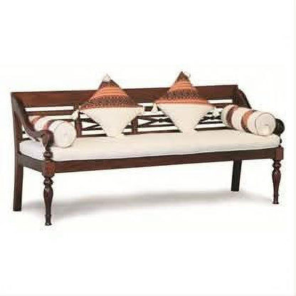 Fabiano's Solid Mahogany Timber 200cm Bench with Cushions & Pillows - Mahogany