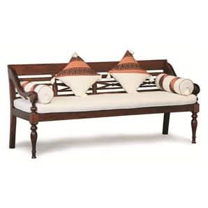 Fabiano's Solid Mahogany Timber 200cm Bench with Cushions & Pillows - Mahogany - MyChocolateWood