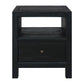 Fabrizio Mindi Wood 1-Drawer Bedside Table in Black - Chocolate Wood