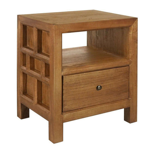 FABRIZIO 1 DRAWER BEDSIDE TABLE IN MINDI BROWN
