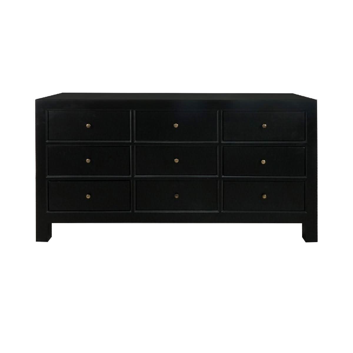 FABRIZIO MINDI WOOD 9 DRAWER DRESSER/ 9 DRAWER CHEST OF DRAWERS IN BLACK - MyChocolateWood