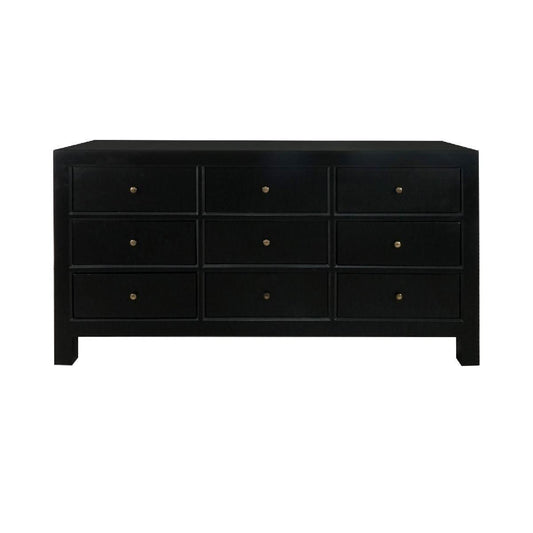 FABRIZIO MINDI WOOD 9 DRAWER DRESSER/ 9 DRAWER CHEST OF DRAWERS IN BLACK - MyChocolateWood