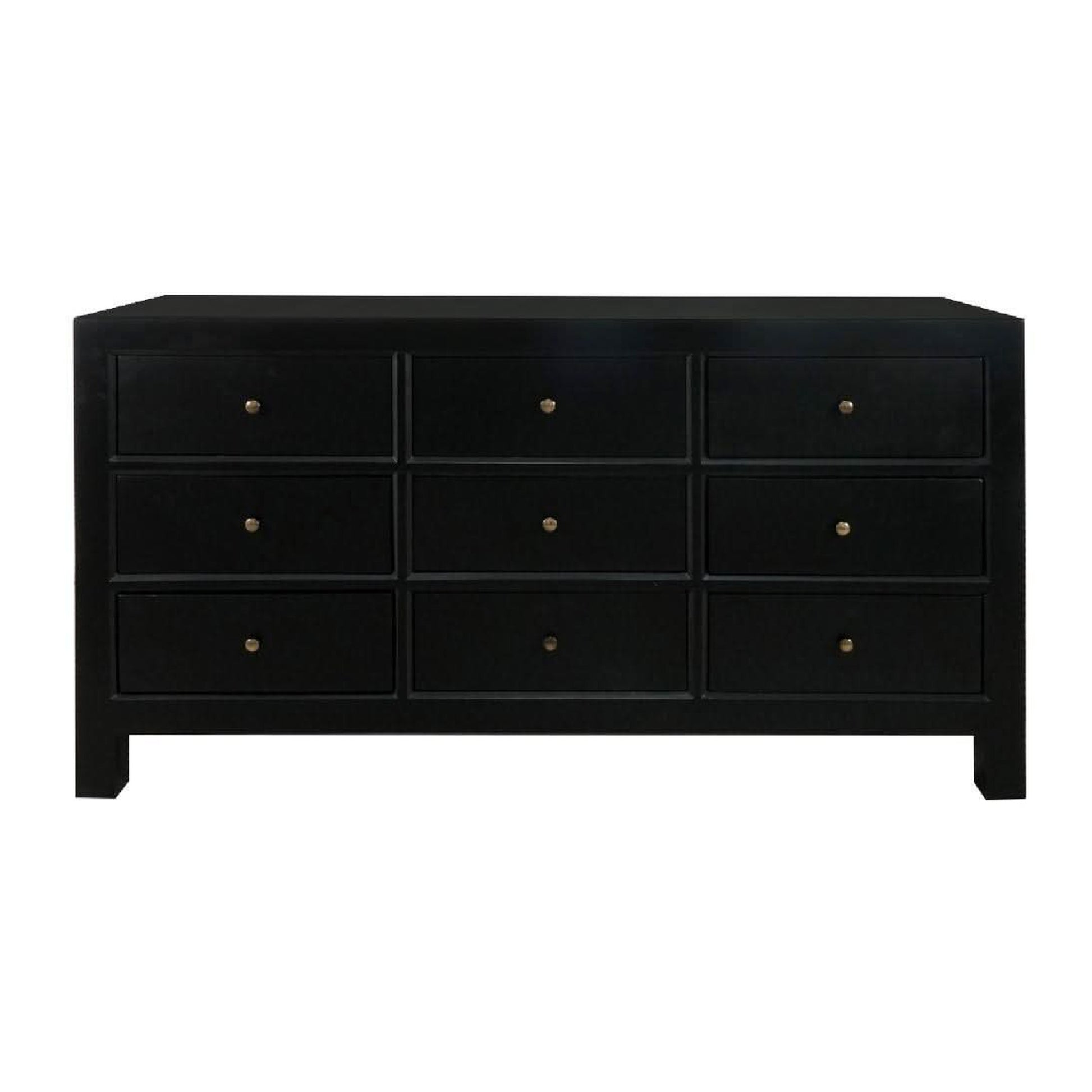 Fabrizio Mindi Wood 9-Drawer Dresser / Chest of Drawers in Black - Chocolate Wood