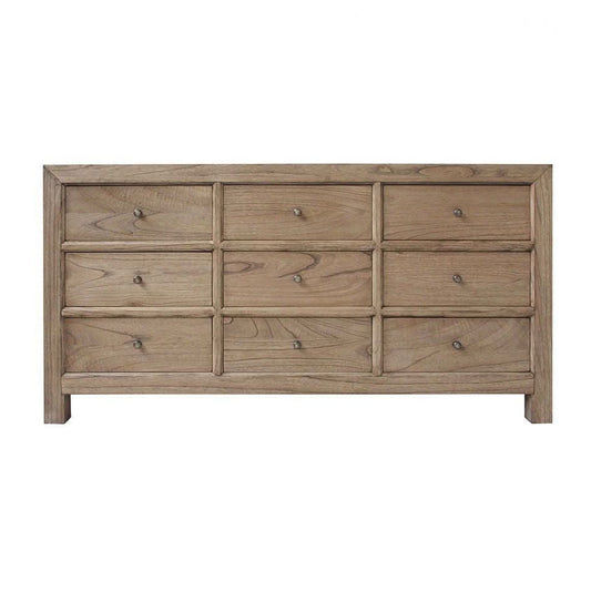 FABRIZIO MINDI WOOD 9 DRAWERS DRESSER 9 DRAWER CHEST OF DRAWERS IN MINDI BROWN