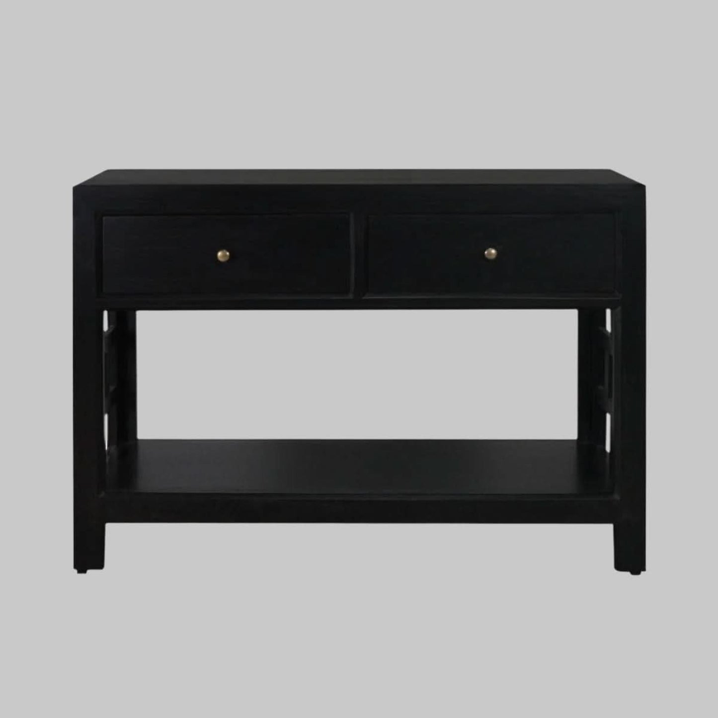 Fabrizio Mindi Wood 2-Drawer Console / Hall Table in Black - Chocolate Wood