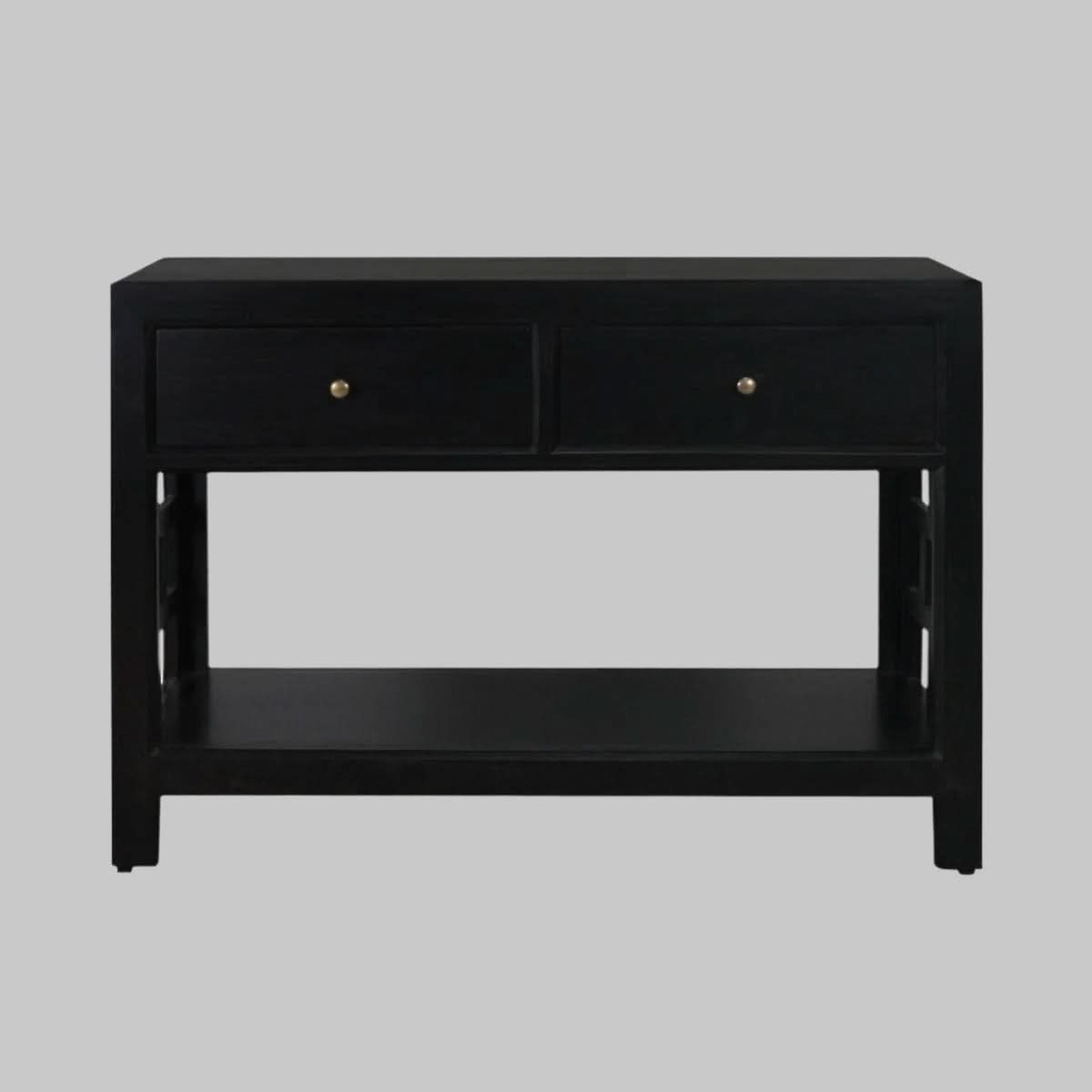 Fabrizio Mindi Wood 2-Drawer Console / Hall Table in Black - Chocolate Wood