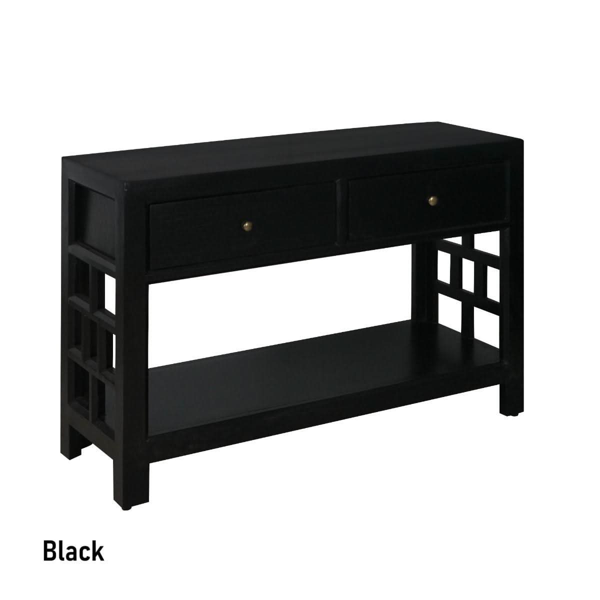 FABRIZIO MINDI WOOD CONSOLE TABLE/HALL TABLE 2 DRAWERS IN BLACK - MyChocolateWood
