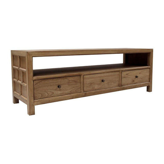 FABRIZIO MINDI WOOD TV UNIT 3 DRAWERS IN MINDI BROWN
