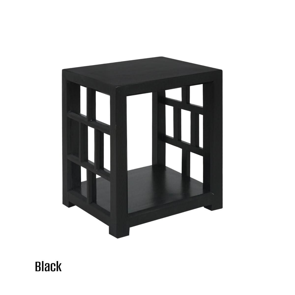 Fabrizio Mindi Wood Side / Lamp Table in Black - Chocolate Wood