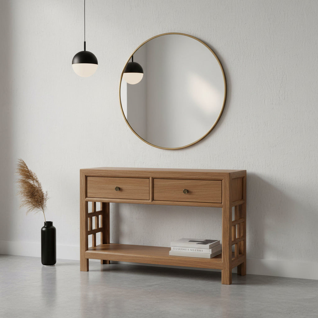 FABRIZIOS CONSOLE TABLEHALL TABLE 2 DRAWERS IN MINDI BROWN - MyChocolateWood