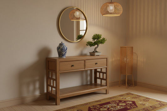 FABRIZIOS CONSOLE TABLEHALL TABLE 2 DRAWERS IN MINDI BROWN - MyChocolateWood