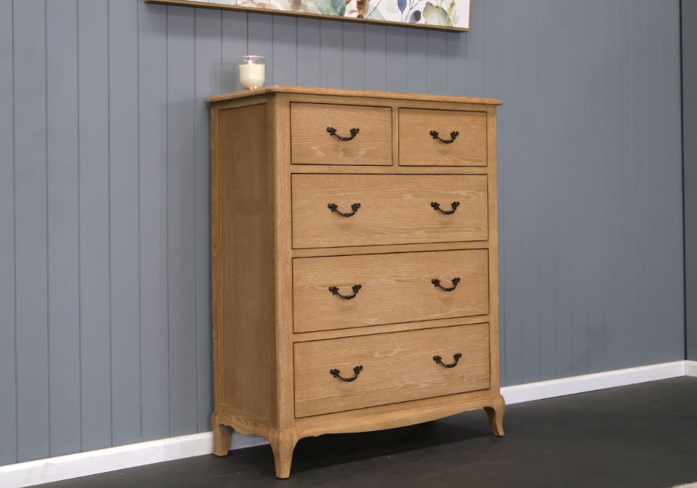 FAIRFAX SOLID OAK KING BEDROOM SUITE - KING BED + TALLBOY + 2 X BEDSIDE TABLES - MyChocolateWood